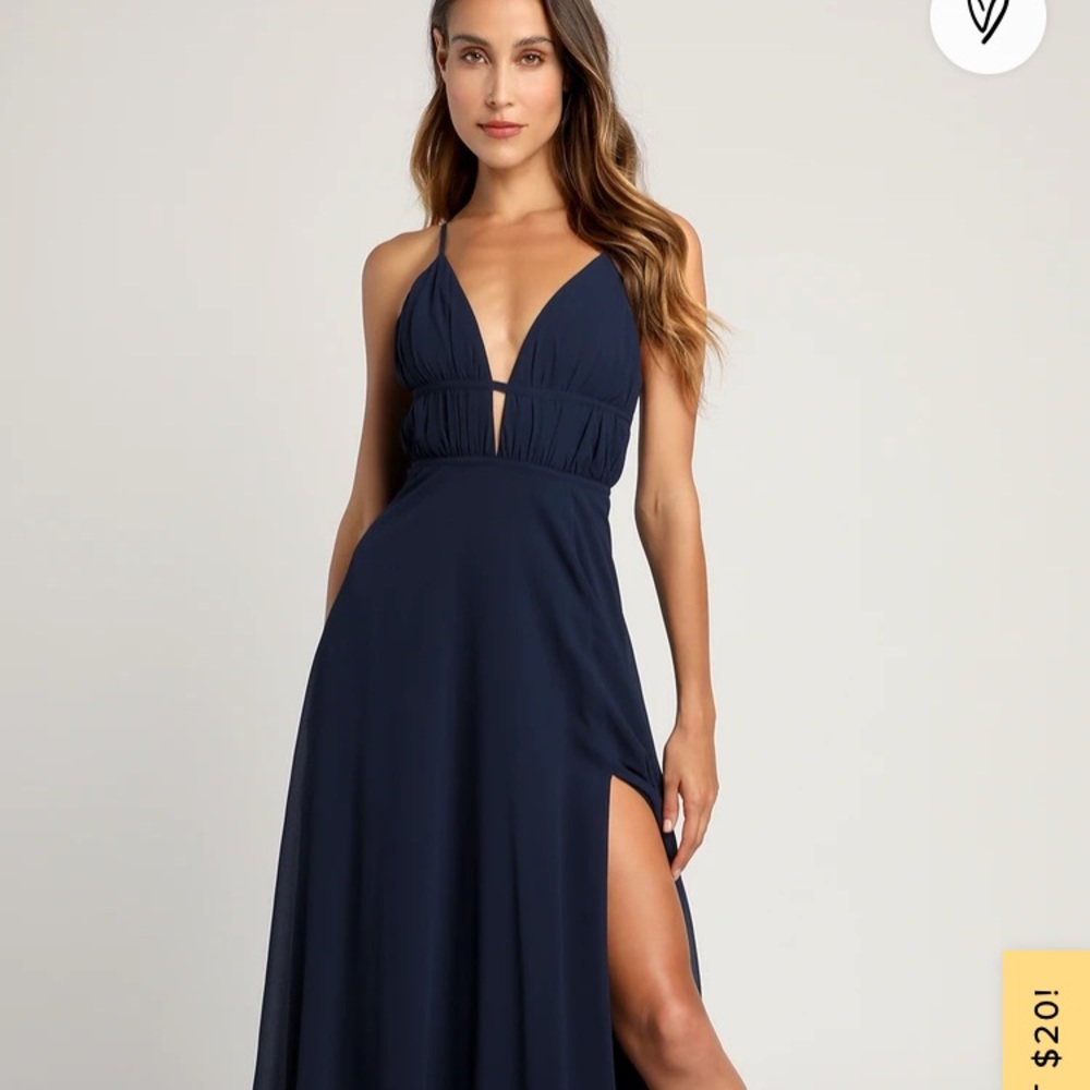 Lulus navy chiffon maxi dress size L